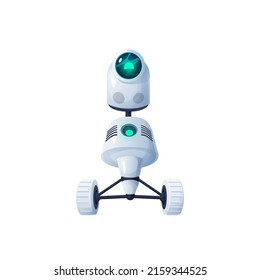 Robot bionic man of metal and plastic, future assistant worker, sci fi alien isolated. Vector electronic cyber machine, android toy on remote control. Electronic futuristic character smart helper