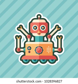 Robot bird sticker flat icon with color background.