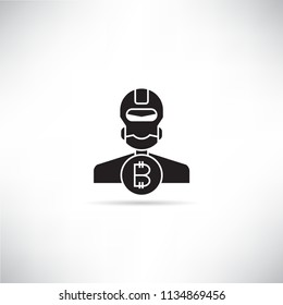 robot and bitcoin concept icon