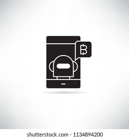 robot and bitcoin concept icon