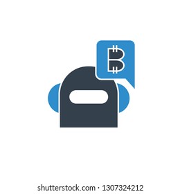 robot and bitcoin concept icon