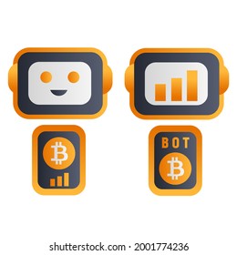 robot with bitcoin logo, with gradient color.  for trading robots.  flat minimalist design vector eps 10