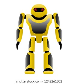 Robot. Black yellow color. Vector image. Isolated object on white background. Isolate.