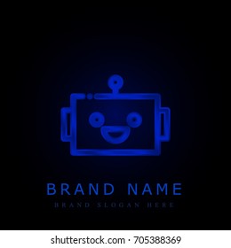 Robot blue chromium metallic logo