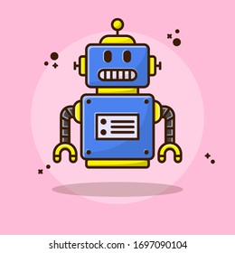 Robot con Ilustración vectorial de color azul. Estilo de caricatura plano adecuado para adhesivos, papel tapiz, iconos, etc.