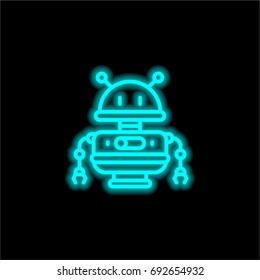 Robot blue glowing neon ui ux icon. Glowing sign logo vector