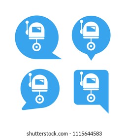 robot in blue speech bubble icons, chat bot