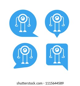 robot in blue speech bubble icons, chat bot