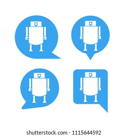 robot in blue speech bubble icons, chat bot