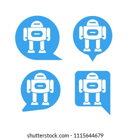 robot in blue speech bubble icons, chat bot