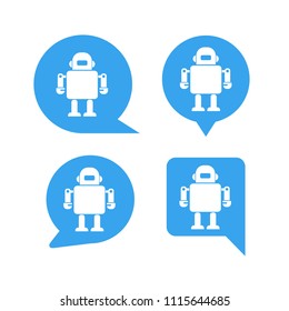 robot in blue speech bubble icons, chat bot