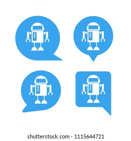 robot in blue speech bubble icons, chat bot