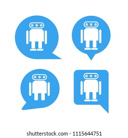 robot in blue speech bubble icons, chat bot