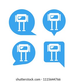 robot in blue speech bubble icons, chat bot