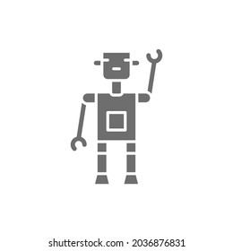 Robot, bot, chatbot, artificial intelligence grey icon.
