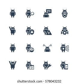 Robot or bot related vector icon set