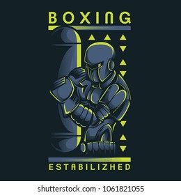 Robot Boxing Illustration