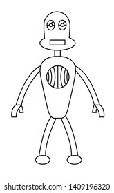 Robot boy outline character. Isolated stock vector illustration