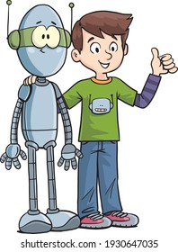 robot and the boy successfully solve the task together