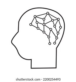 Red de neuronas inteligentes artificial del cerebro robótica. Dibujo de iconos de línea simple para el diseño de conceptos de tecnología robótica e IA