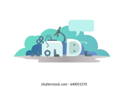 The robot broke repairs spare parts. cute Illustration for fatal error page 404 not found