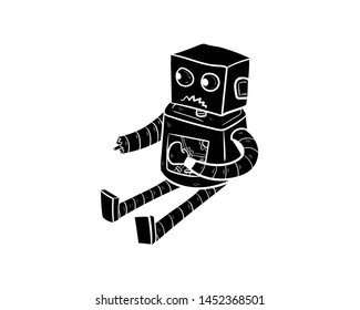 robot broken vector hand drawing 