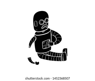 robot broken vector hand drawing 