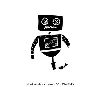robot broken vector hand drawing 