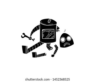 robot broken vector hand drawing 