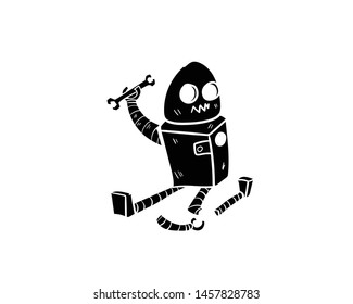 Robot Broken Vector Hand Drawing: เวกเตอร์สต็อก (ปลอดค่าลิขสิทธิ์