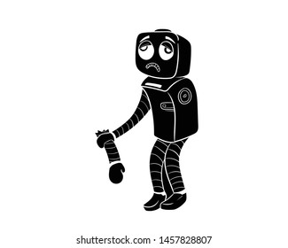 robot broken vector hand drawing 