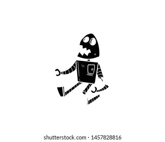 robot broken vector hand drawing 