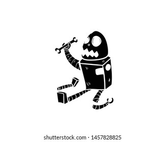 robot broken vector hand drawing 