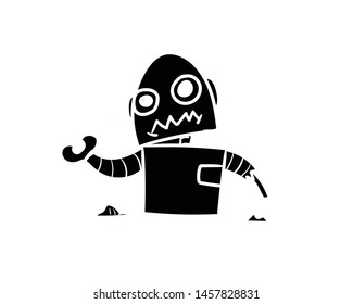 robot broken vector hand drawing 