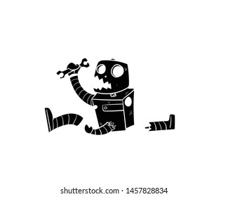 robot broken vector hand drawing 