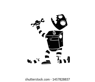 robot broken vector hand drawing 