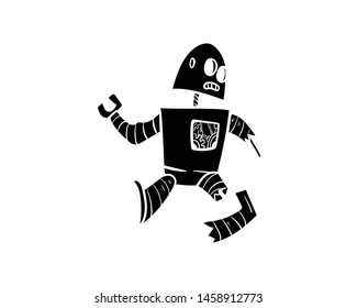 robot broken vector hand drawing 