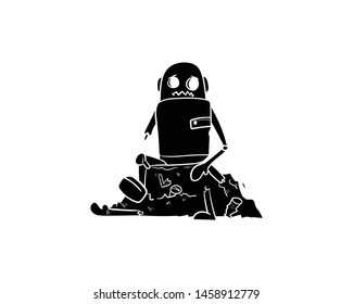 Robot Broken Vector Hand Drawing Stock Vector (Royalty Free) 1458912779