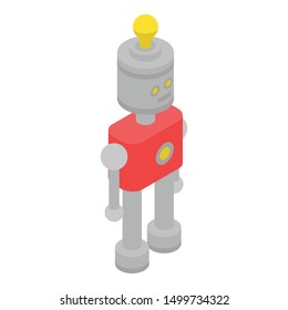 Robot with bulb lamp icon. Isometric of robot with bulb lamp vector icon for web design isolated on white background