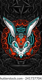 robot bunny mask illustration vector for t shirt design