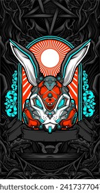 robot bunny mask illustration vector for t shirt design