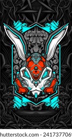robot bunny mask illustration vector for t shirt design