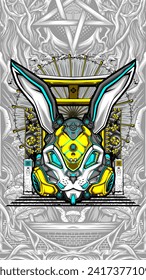 robot bunny mask illustration vector for t shirt design