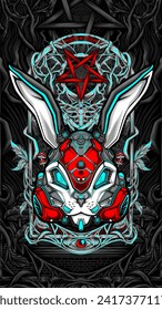robot bunny mask illustration vector for t shirt design