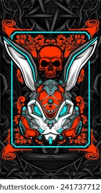 robot bunny mask illustration vector for t shirt design