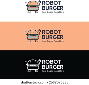 Robot Burger Logo Template for Restaurant