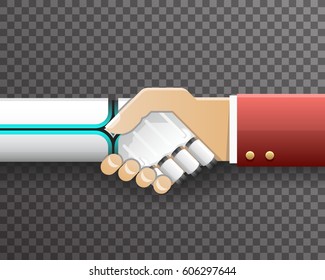 Robot Businessman Handshake Innovation Technology Partnership Symbol Transparent Background Design Isolated Vector Illustration - Powered by Shutterstock - Get 15% off with code: PIKWIZARD15