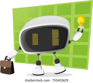 Robot businessman with lightbulb