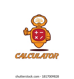 robot calculator machine computer orange