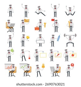 robot call service or robot operator characters in difference poses illustration